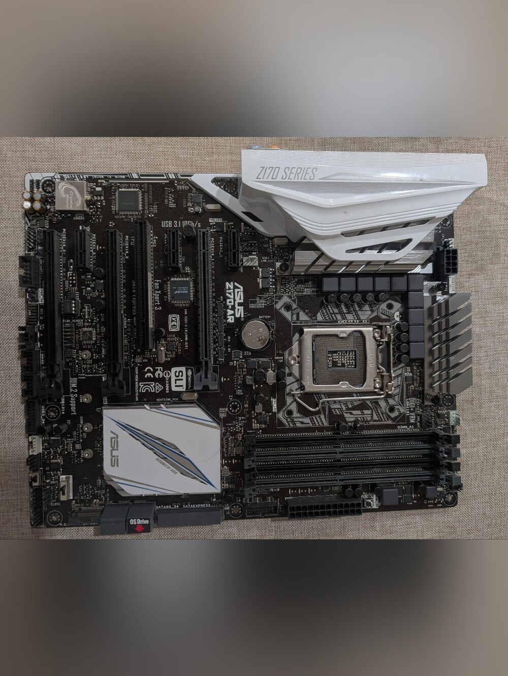 ASUS Z170-A Motherboard in Black and White with White Heatsinks